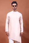 PAARSH_Pink Silk Asymmetric Kurta _Online_at_Aza_Fashions