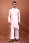 Shop_PAARSH_Pink Silk Asymmetric Kurta _Online_at_Aza_Fashions