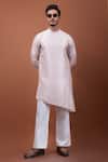 PAARSH_Pink Silk Asymmetric Kurta _at_Aza_Fashions