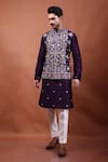 Buy_PAARSH_Purple Silk Embroidery Floral Kurta _at_Aza_Fashions