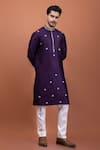 Buy_PAARSH_Purple Silk Embroidery Floral Kurta _Online_at_Aza_Fashions