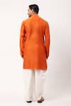 Shop_PAARSH_Orange Silk, Chanderi Embroidery Linear Ember Kurta _at_Aza_Fashions