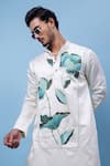 Shop_PAARSH_Ivory Linen, Satin Embroidery Aquarelle Yoke Kurta _Online_at_Aza_Fashions
