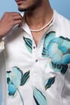 PAARSH_Ivory Linen, Satin Embroidery Aquarelle Yoke Kurta _at_Aza_Fashions