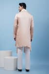 Shop_PAARSH_Peach Linen, Satin Embroidery Blush Horizon Kurta _at_Aza_Fashions