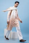 PAARSH_Peach Linen, Satin Embroidery Blush Horizon Kurta _Online_at_Aza_Fashions