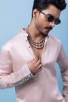 Buy_PAARSH_Pink Linen, Satin Embroidery Coral Embers Kurta _Online_at_Aza_Fashions