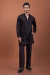Buy_PAARSH_Brown Linen, Satin Embroidery Bourbon Eclipse Kurta _at_Aza_Fashions