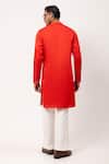 Shop_PAARSH_Orange Linen, Satin Embroidery Saffron Gleam Kurta _at_Aza_Fashions