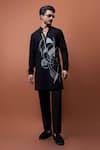 Shop_PAARSH_Black Embroidery Ashen Echo Kurta _at_Aza_Fashions