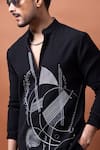 Buy_PAARSH_Black Embroidery Ashen Echo Kurta _Online_at_Aza_Fashions