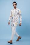 PAARSH_Cream Bemberg, Silk Embroidery Marine Mirage Kurta _Online_at_Aza_Fashions