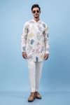 Buy_PAARSH_Cream Bemberg, Silk Embroidery Marine Mirage Kurta _Online_at_Aza_Fashions