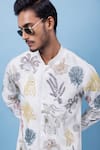 Shop_PAARSH_Cream Bemberg, Silk Embroidery Marine Mirage Kurta _Online_at_Aza_Fashions