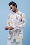 Buy_PAARSH_Cream Bemberg, Silk Embroidery Marine Mirage Kurta _at_Aza_Fashions