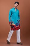 Buy_PAARSH_Teal Modal, Satin Embroidery Tista Kurta _at_Aza_Fashions