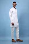 Shop_PAARSH_White Linen, Satin Embroidery Kurta _at_Aza_Fashions