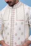 Shop_PAARSH_Ivory Linen Embroidery Floral Angrakha Kurta _Online_at_Aza_Fashions