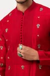 Shop_PAARSH_Red Silk Embroidery Floral Kurta _Online_at_Aza_Fashions