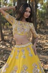 Buy Panihari Yellow Silk, Net Sequins, Cut Work Round Paisley Embroidered Bridal Lehenga Set Online at Aza Fashions Buy_Panihari_Yellow Silk, Net Sequins, Cut Work Round Paisley Embroidered Bridal Lehenga Set _Online_at_Aza_Fashions