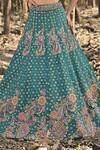Buy_Panihari_Teal Silk, Net Cut Work, Sequins, Embroidery Round Neck Raw Lehenga Set _Online_at_Aza_Fashions