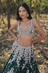 Buy_Panihari_Emerald Green Silk, Net Embroidery, Sequins, Cut Work Raw Lehenga Set _Online_at_Aza_Fashions