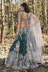 Shop_Panihari_Emerald Green Silk, Net Embroidery, Sequins, Cut Work Raw Lehenga Set _at_Aza_Fashions