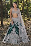 Buy_Panihari_Emerald Green Silk, Net Embroidery, Sequins, Cut Work Raw Lehenga Set _at_Aza_Fashions