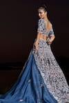 Shop Panihari Blue Silk, Velvet, Organza Embroidery, Beads, Floral Bridal Lehenga Set at Aza Fashions Shop_Panihari_Blue Silk, Velvet, Organza Embroidery, Beads, Floral Bridal Lehenga Set _at_Aza_Fashions