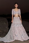 Buy Panihari Gray Silk, Velvet, Organza Sequins, Scallop Embroidered Bridal Lehenga Set Online at Aza Fashions Buy_Panihari_Gray Silk, Velvet, Organza Sequins, Scallop Embroidered Bridal Lehenga Set _Online_at_Aza_Fashions