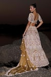 Shop Panihari Rust Silk, Velvet, Organza Cut Work, Paisley Embroidered Bridal Lehenga Set at Aza Fashions Shop_Panihari_Rust Silk, Velvet, Organza Cut Work, Paisley Embroidered Bridal Lehenga Set _at_Aza_Fashions