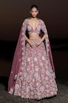 Buy Panihari Purple Silk, Velvet, Organza Cut Work, Rose Embroidered Bridal Lehenga Set at Aza Fashions Buy_Panihari_Purple Silk, Velvet, Organza Cut Work, Rose Embroidered Bridal Lehenga Set _at_Aza_Fashions