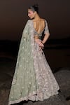 Shop_Panihari_Green Silk, Velvet, Organza Sequins, Beads, Zari, Embroidered Bridal Lehenga Set _at_Aza_Fashions