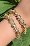 Buy_Prestones_Gold Plated Stones Embellished Bangles - Set Of 2 _at_Aza_Fashions