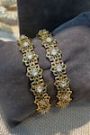 Shop_Prestones_Gold Plated Stones Embellished Bangles - Set Of 2 _at_Aza_Fashions