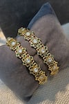 Buy_Prestones_Gold Plated Stones Embellished Bangles - Set Of 2 _Online_at_Aza_Fashions