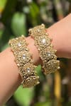 Buy_Prestones_Gold Plated Crystals Temple Broad Bangles - Set Of 2 _at_Aza_Fashions