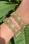 Buy_Prestones_Gold Plated Crystals Temple Broad Bangles - Set Of 2 _Online_at_Aza_Fashions