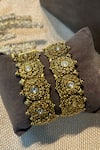 Shop_Prestones_Gold Plated Crystals Temple Broad Bangles - Set Of 2 _Online_at_Aza_Fashions