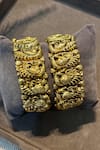 Shop_Prestones_Gold Plated Temple Motif Bangles - Set Of 2 _at_Aza_Fashions