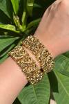 Prestones_Gold Plated Temple Motif Bangles - Set Of 2 _at_Aza_Fashions