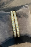 Shop_Prestones_White Polki Embellished Bangles - Set Of 2 _at_Aza_Fashions
