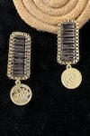 Shop_Rejuvenate Jewels_Gray Regal Coin Earrings _at_Aza_Fashions
