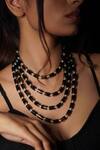 Buy_Rejuvenate Jewels_Black Midnight Allure Multi-layered Necklace _at_Aza_Fashions