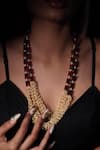 Rejuvenate Jewels_Red Gulnaar Glass Beads And Pearl Necklace _Online_at_Aza_Fashions