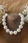 Shop_Rejuvenate Jewels_White Textured Statement Pearl Necklace _at_Aza_Fashions