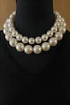 Shop_Rejuvenate Jewels_White Double Pearl Statement Necklace _at_Aza_Fashions
