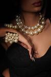 Rejuvenate Jewels_White Double Pearl Statement Necklace _Online_at_Aza_Fashions