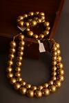Shop_Rejuvenate Jewels_Gold Plated Pearl And Bead Embellished Bracelet _at_Aza_Fashions