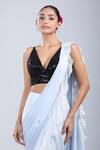 Buy_Samyukta Singhania_Black Sequins V-neck Work Blouse _Online_at_Aza_Fashions